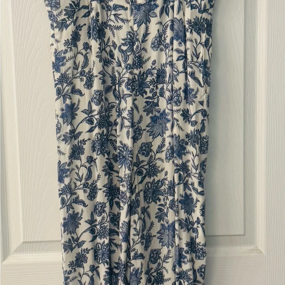 NWT- Loft Trellis blue and white floral jumpsuit. - Picture 4 of 6